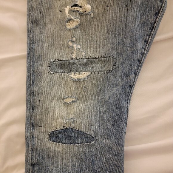 38 x 32 Polo Ralph Lauren Sullivan Slim Distressed Repaired Timeworn Rips Frays - Picture 16 of 16